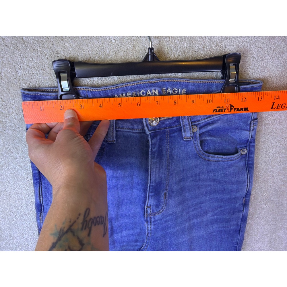 American Eagle Super Hi-Rise Flare Jeans Women 2 (26x30) Blue Next Level Stretch - Picture 6 of 9